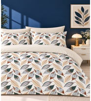 More Home Tek Kişilik Nevresim Takımı Lastikli (Çarşaflı) Yaprak Desenli Bej
