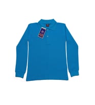 Turkuaz Uzun Kol Düz Renk Yakalı 6-17 Yaş Çocuk Okul Lakos Sweat Polo Yaka Sweatshirt