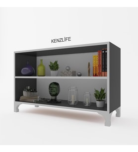 Kenzlife kitaplık tuğçe 068*090*020 gri ayaklı mutfak dolabı banyo ofis ayakkabılık kiler