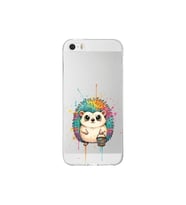 iPhone 5 SE ile Uyumlu Splash Kirpi Tasarımlı Şeffaf Silikon Kılıf