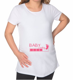 BK Gift Baby Loading Tasarımlı Beyaz Hamile Tişört-2