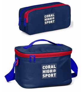 Coral High Sport Lacivert Kırmızı Beslenme ve Kalem Çantası Okul Seti