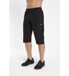Crozwise Spor Lycra - Erkek Siyah Likralı Spor Kapri - 8036-10