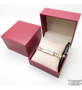Kişiye Özel Gold Krom Bileklik Unisex + İsme Özel Mini Cep Kalemi - Hediyelik Kutulu Set (Karışık)