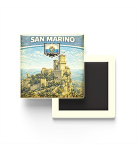 Retro San Marino San Marino Şehri Temalı Vintage Buzdolap Magneti – 9x9 cm