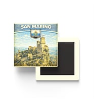 Retro San Marino San Marino Şehri Temalı Vintage Buzdolap Magneti – 9x9 cm