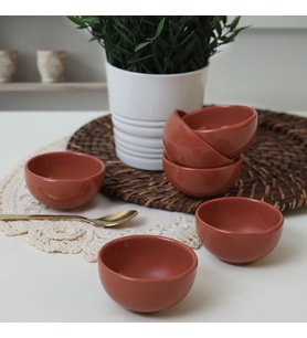 Keramika Kızıl Kahve Bulut Mini Çerezlik / Sosluk 8 Cm 6 Adet 607