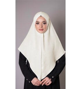Ekru Pratik Hazır Geçmeli Tesettür Eşarp Aerobin Kumaş  Çapraz Hijab 2307_27