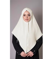 Ekru Pratik Hazır Geçmeli Tesettür Eşarp Aerobin Kumaş  Çapraz Hijab 2307_27
