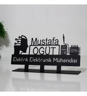 Elektrik Elektronik Mühendisi Masaüstü İsimlik - Kişiye Özel Metal Masa İsimliği - Hediye Ofis İsimlik