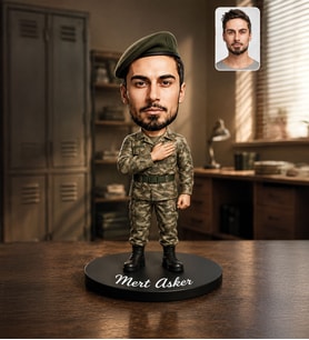 Kişiye Özel Asker Karikatürlü Biblo