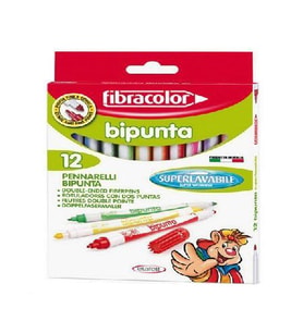 Fibracolor Bipunta Kalın+İnce Çift Uçlu Keçeli Kalem 12 Renk 