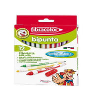 Fibracolor Bipunta Kalın+İnce Çift Uçlu Keçeli Kalem 12 Renk 