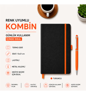 Kişiye Özel Termo Deri Özel Kalem Renginde Lastikli