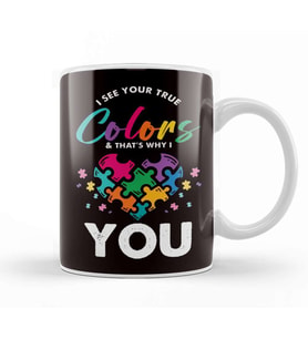 True Autism Colors Autistic Awareness Special Needs Ribbon Kupa Bardak Porselen