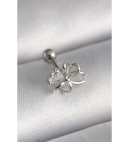 316L Çelik Gümüş Renk Zirkon Taş Detay Kurdele Model Tragus Piercing
