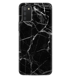 Samsung Galaxy A03s Kılıf Resimli Silikon Kılıf Fragile Black Mermer 1378