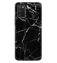 Samsung Galaxy A03s Kılıf Resimli Silikon Kılıf Fragile Black Mermer 1378