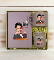 BK Gift Kişiye Özel DTF The Baba Karikatürlü Mat Gri Defter & Kahve Fincanı & Mum Hediye Seti-2, Babaya Hediye, Babalar Günü Hediyeleri