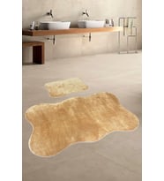 Anatolia 2'li Karamel  80x140 + 50x70 cm Büyük Ebat Banyo Paspası Seti Kaymaz 