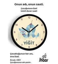 İsme Özel Sevimli Solucan Kedi Çocuk Odası Duvar Saati Orta Boy 30 cm Siyah Camlı Sessiz