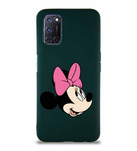 Oppo A92 Soft Premier Kapak Minnie Mouse-A Tasarımlı Silikon Kılıf - Yeşil (Şeffaf)