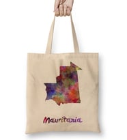 Mauritania İn Watercolor Bez Çanta Uzun Saplı