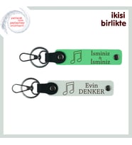 Nota Desenli Sevimli Hatıra, Anne-Kız Müzik Tutkusu İçin 2’li Set, İsimleri Yazdır, F Yeşil-Beyaz