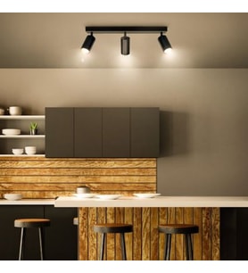 RIOLİGHT MODERN2 SİYAH SALON,MUTFAK,GİYİNME ODASI,CAFELER İÇİN METAL 3LÜ LED SPOT AVİZE(AMPUL DAHİL)