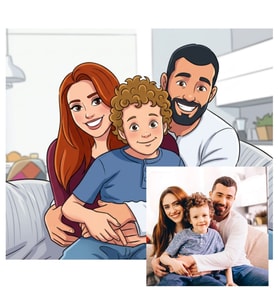 Kişiye Özel Fotoğraftan Karikatür Ahşap MDF Poster Tablo 20x28 cm