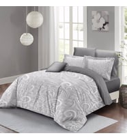 MonoHome Luxury Çift Kişilik Pamuk Saten Nevresim Takımı 82 Tel Soft Dream (Gri)