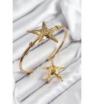 Pirinç Deniz Yıldızı Model Gold Renk Bileklik Yüzük Set TJ-BB7600
