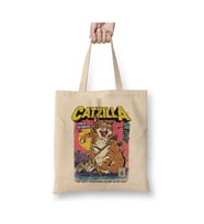 Retro Catzilla Kedi Cats Beyaz Bez Çanta Uzun Saplı Alışveriş Çantası Plaj Çantası