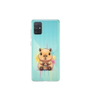 Samsung Galaxy A71 ile Uyumlu Splash Kapibara Tasarımlı Şeffaf Silikon Kılıf