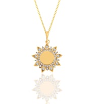 Söğütlü Silver Gümüş altın yaldızlı zirkon taşlı sunflowers güneş kolye