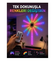 Mey İthalat® RGB LED Duvar Lambası Uzaktan Kumandalı Telefon Kontrollü Ortam Aydınlatması