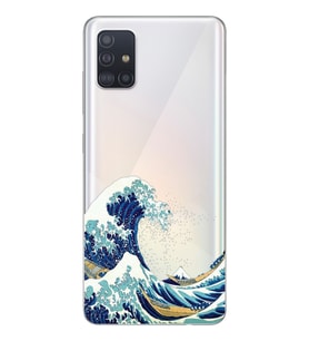 Samsung Galaxy A71 Uyumlu Kanagawa Dalga Tasarımlı Şeffaf Telefon Kılıfı