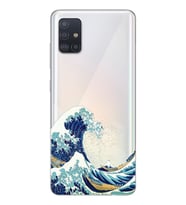 Samsung Galaxy A71 Uyumlu Kanagawa Dalga Tasarımlı Şeffaf Telefon Kılıfı
