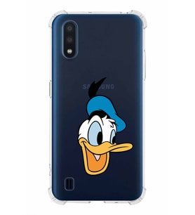 Samsung Galaxy A01  Köşe Korumalı Antişok Kapak Donald Duck Tasarımlı Şeffaf  Kılıf