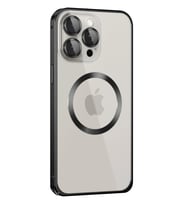 Pilelistore   iPhone 15 Pro Max Kılıf Metal Bumper Magneticsafe Kapak - Siyah