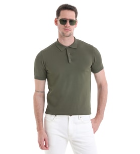 Hatemoğlu Haki Regular Fit Düz Rayon Polo Yaka Tişört