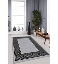Gri Çerçeveli Kaymaz Tabanlı Makinede Yıkanabilir Halı RV045 - 100 x 160 cm