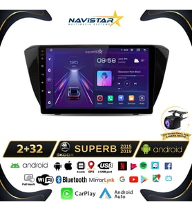 Skoda Superb 2015-2019 Model 2+64GB Android 13 Kablosuz Carplay Navigasyon Multimedya Sistemi