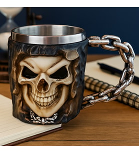 Kuru Kafa Tasarımlı 3D Dekoratif Çelik İçimli Kupa Bardak (Karışık)