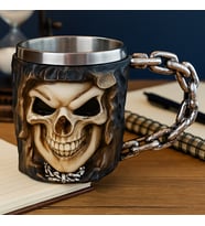 Kuru Kafa Tasarımlı 3D Dekoratif Çelik İçimli Kupa Bardak (Karışık)
