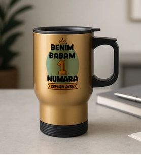 BK Gift Kişiye Özel Babalar Günü Tasarımlı Kulplu Çelik Bardak Termos Mug 450ml-11, Babalar Günü Hediye, Babaya Hediye