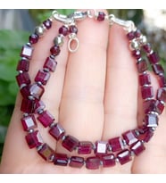 2909 Hindistan el kesimi Garnet(Lal) Hematit el yapımı iki sıralı çelik aparatlı bileklik