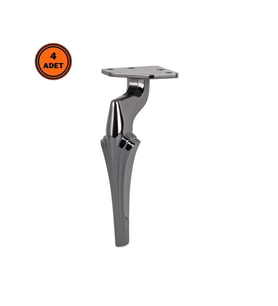 4 Adet Zeus Lüx Metal Ayak 16 cm Füme Mobilya Koltuk Ayağı