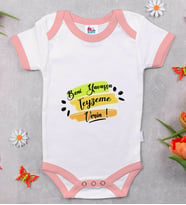 BK Kids Beni Yavaşça Teyzeme Verin Tasarımlı Pembe Bebek Body Zıbın-1