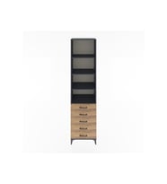 Hyperion Dolap 4 Raflı 5 Çekmeceli 60x44x243 Antrasit-Çam